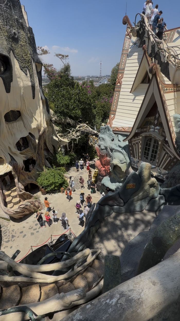 Twisting, tree-like buildings and walkways at Crazy House