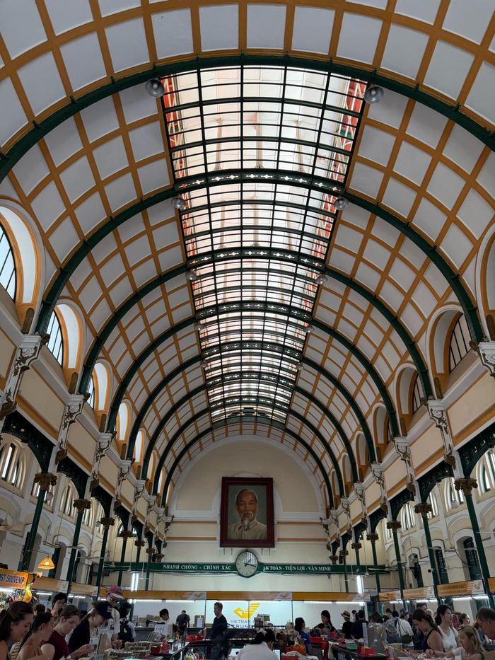 The arched main hall of the Saigon Central Post Office