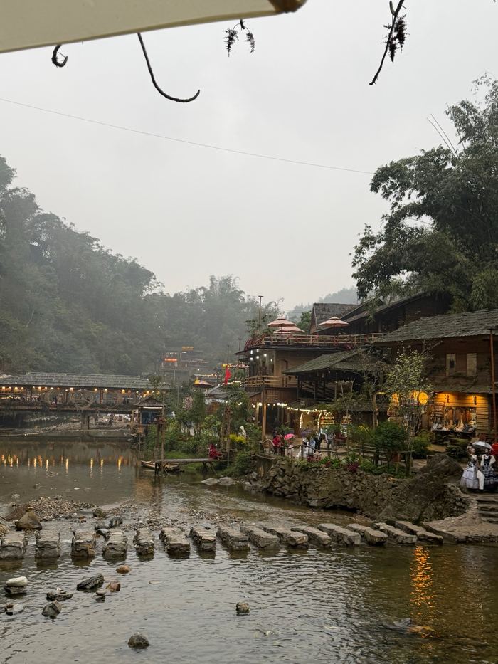 Stepping stones across a stream in Cat Cat Village